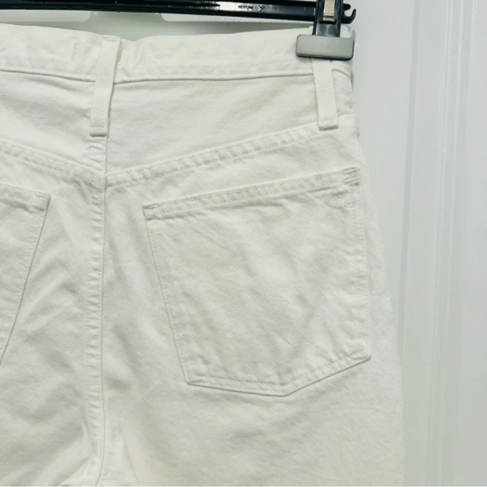 Madewell Women's High-Rise Long Denim Shorts in Tile White Style#AO207 Sz. 24